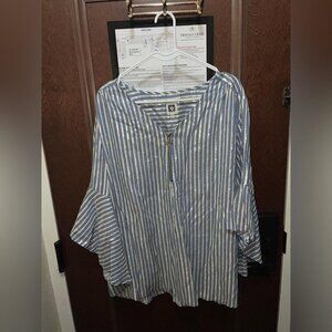 Anne Klein Women's Blue and White Blouse
